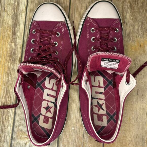 Converse CONS Chuck Taylor Pro All Star Burgundy Leather Low Top Mens Sz 13 - Picture 6 of 8